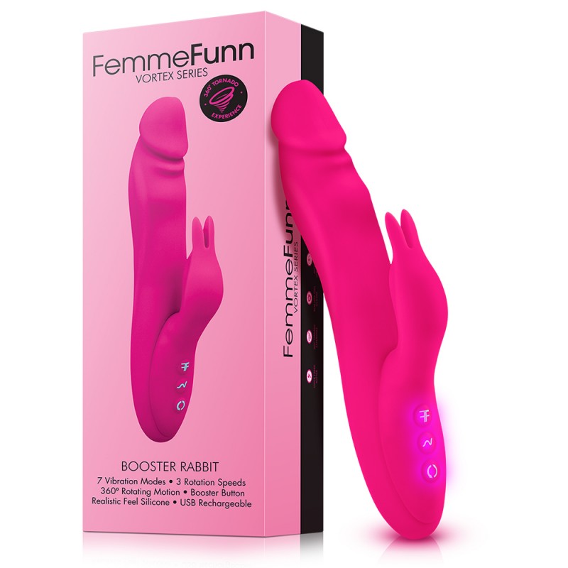 Femme Funn Booster Rabbit Wand Silicone Vibrator Pink